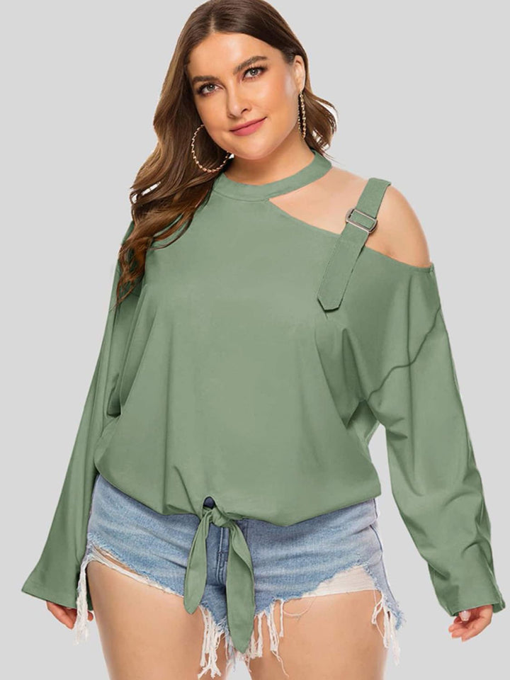 Ludowika Plus Size Cold-Shoulder Tied Top