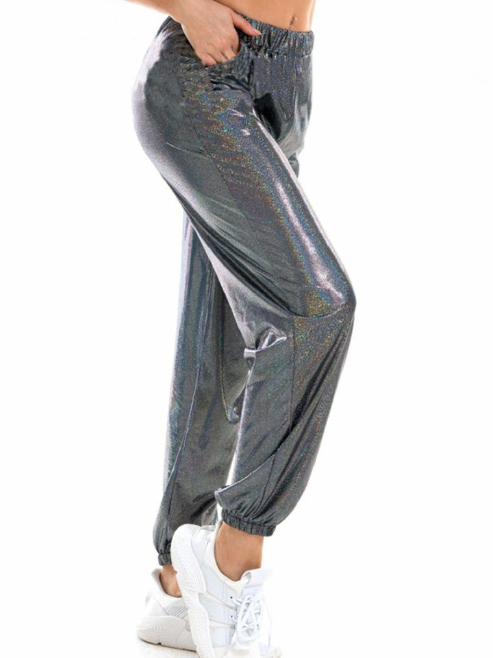 Ludowika Glitter Elastic Waist Pants with Pockets