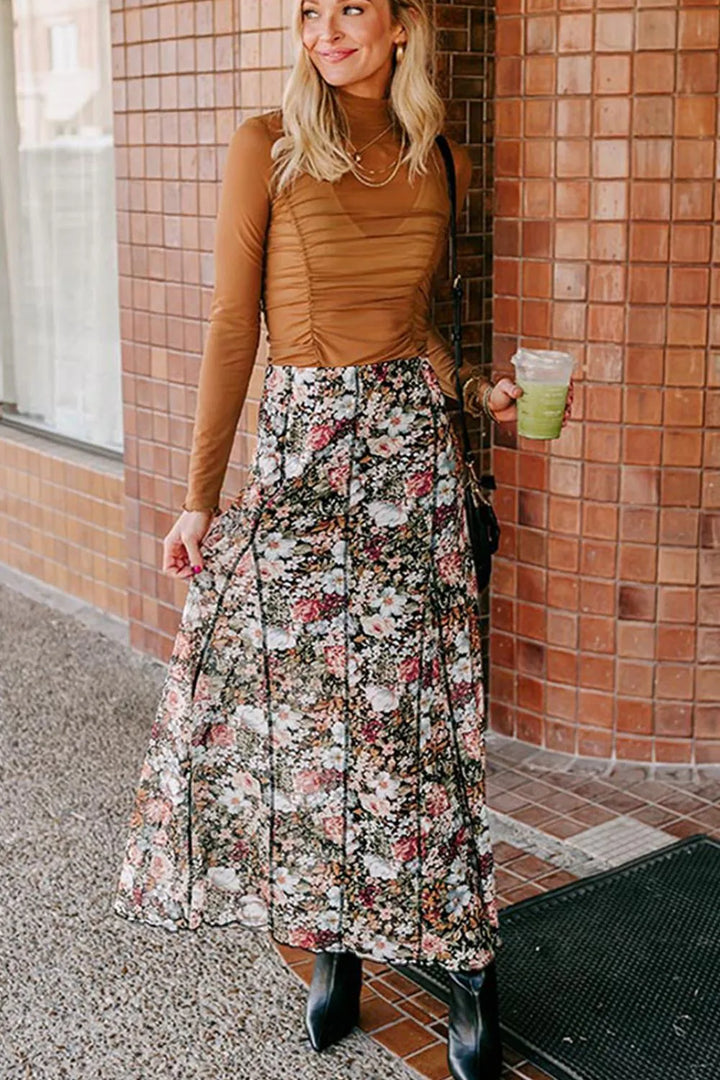 Ludowika Floral Elastic Waist Maxi Skirt