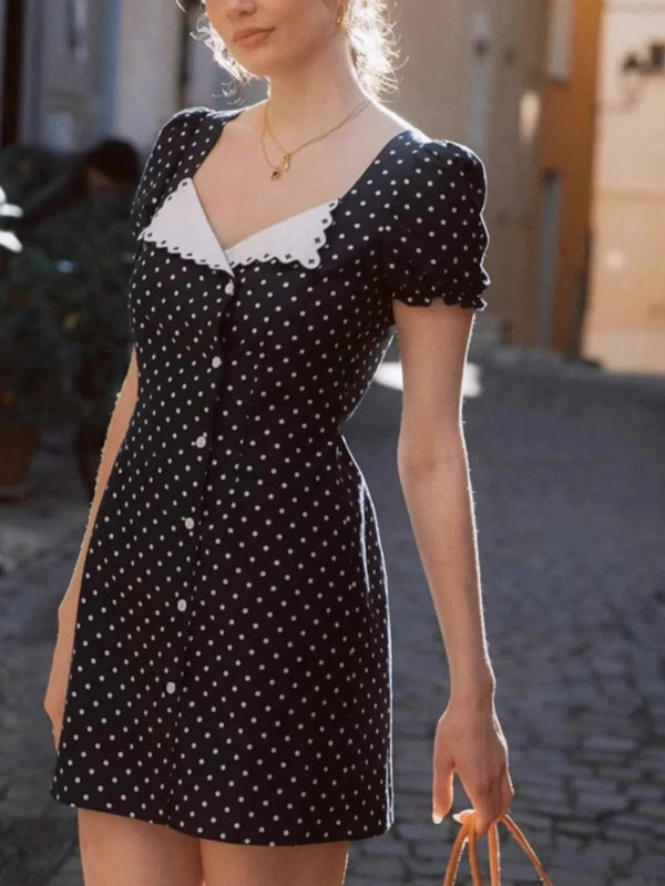 Ludowika Polka Dot Puff Sleeve Mini Dress