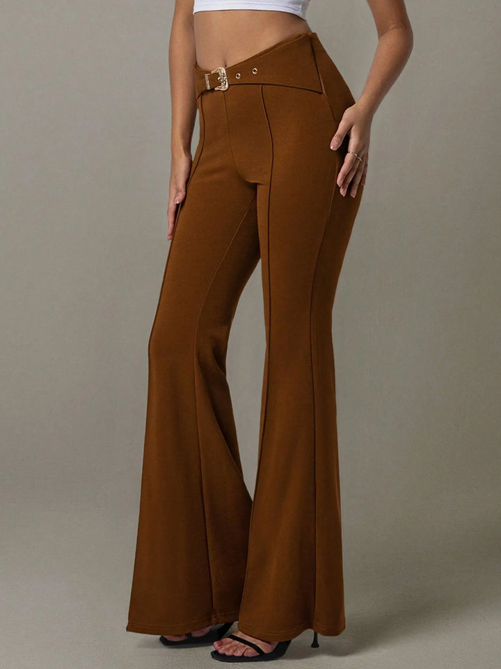 Ludowika High Waist Flare Pants with Buckle Belt