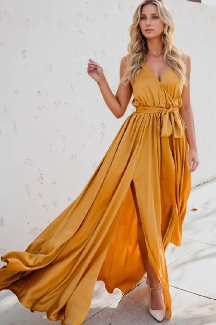 Ludowika Surplice Tie Waist Maxi Dress