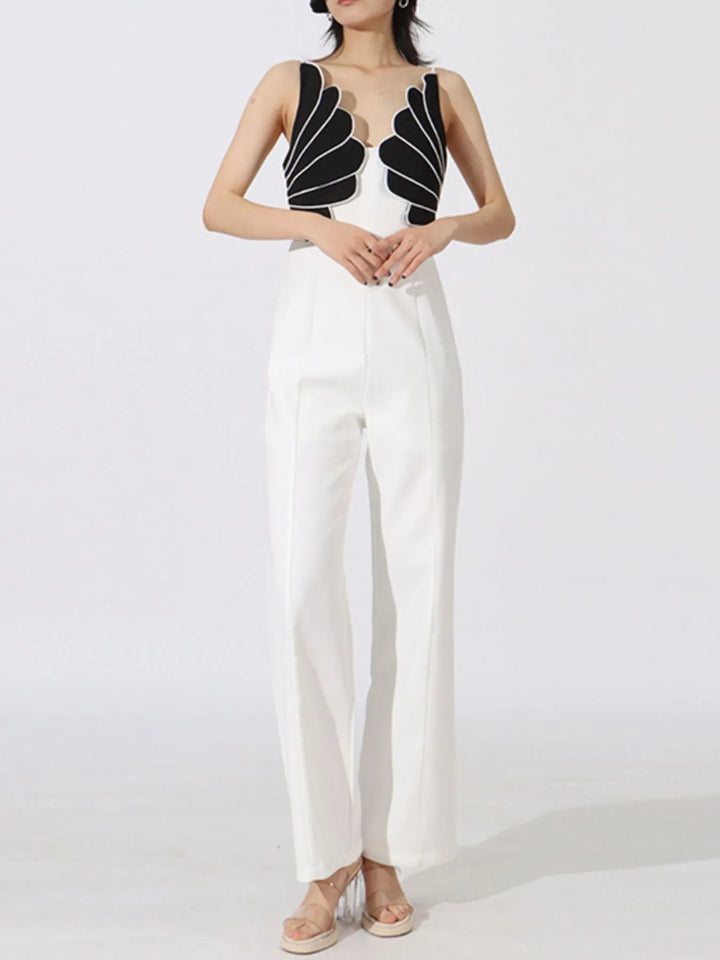 Ludowika Contrast Sleeveless Wide-Leg Jumpsuit