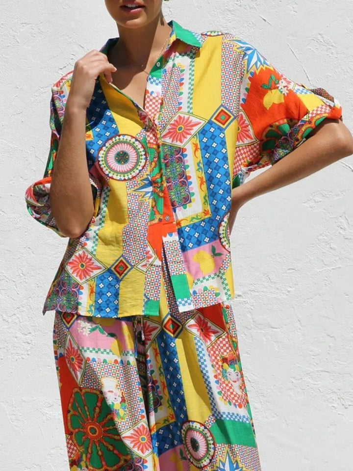 Ludowika Printed Button Up Shirt and Pants Set