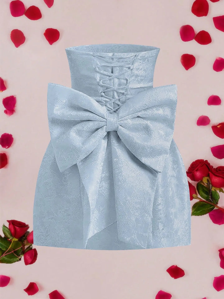 Ludowika Lace Up Back Mini Dress with Bow Detail
