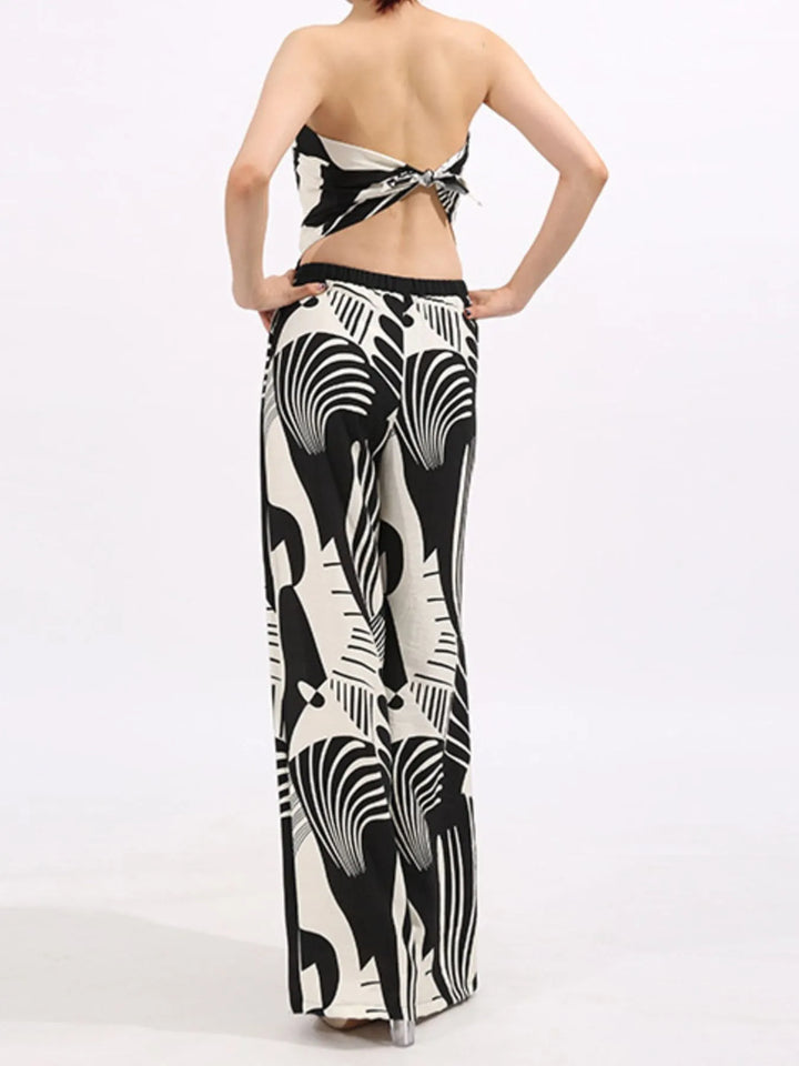 Ludowika Abstract Print Tube Top and Wide Leg Pants Two-Piece Set