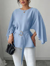 Ludowika Belted Round Neck Flutter Sleeves Blouse