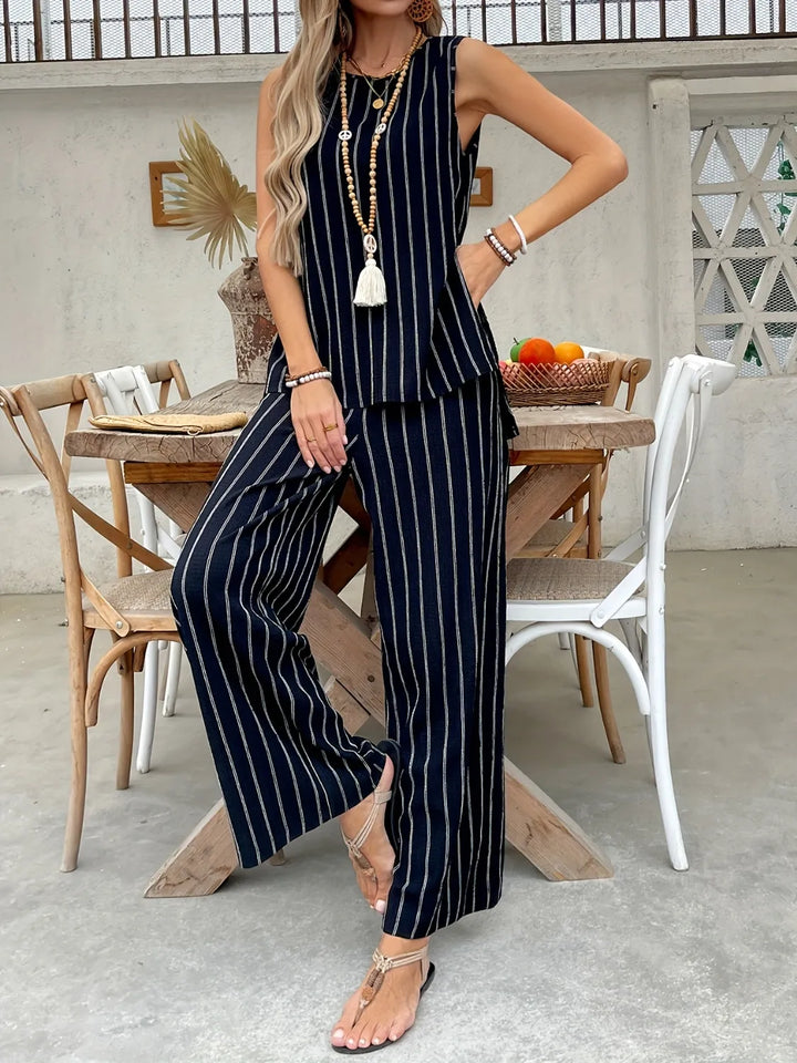 Ludowika Striped Sleeveless Top and Pants Two-Piece Set