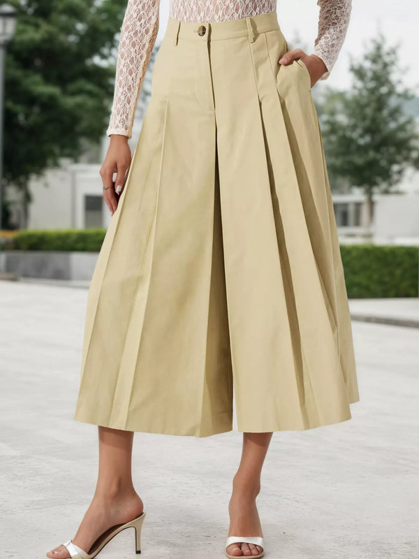 Ludowika High-Waisted Pleated Wide-Leg Cropped Pants