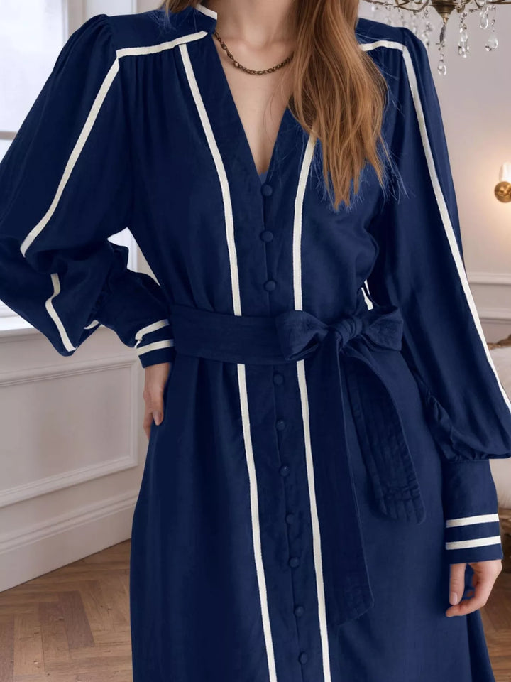 Ludowika Notched Lantern Sleeve Dress