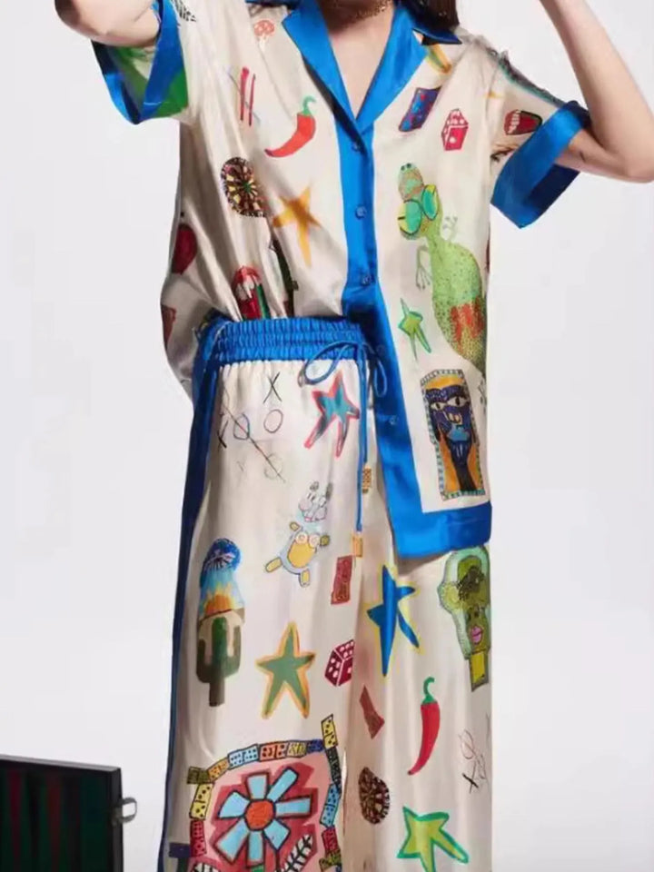Ludowika Printed Button Up Shirt and Pants Set