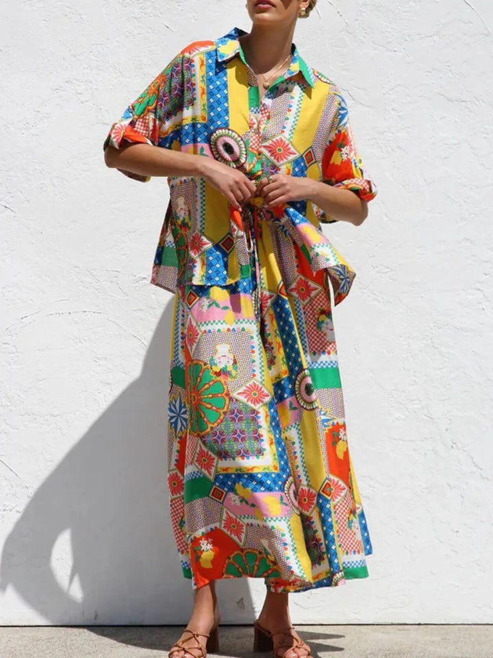 Ludowika Printed Button Up Shirt and Pants Set