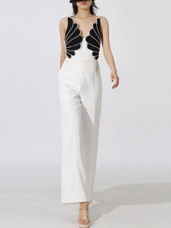 Ludowika Contrast Sleeveless Wide-Leg Jumpsuit