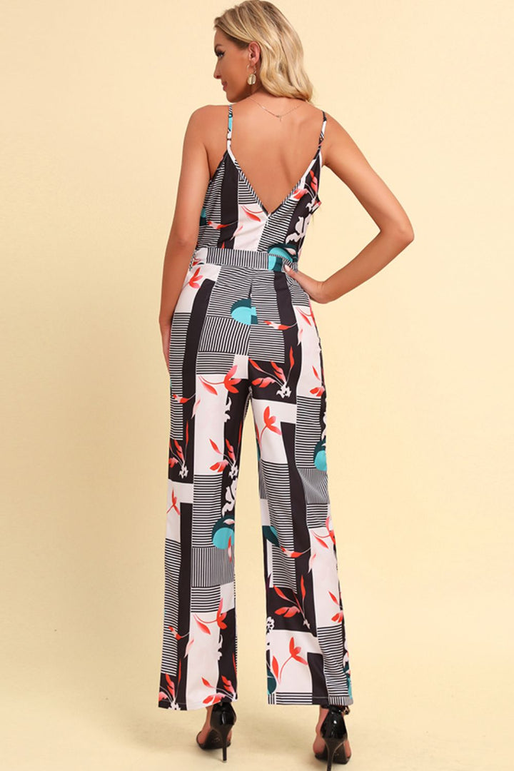 Ludowika Printed Spaghetti Strap Tied Jumpsuit