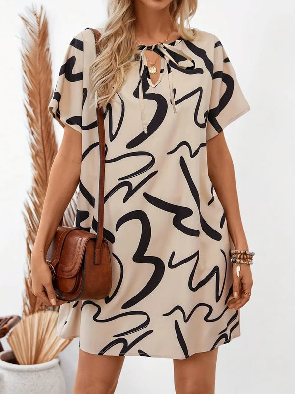 Ludowika Printed Short Sleeve Mini Dress