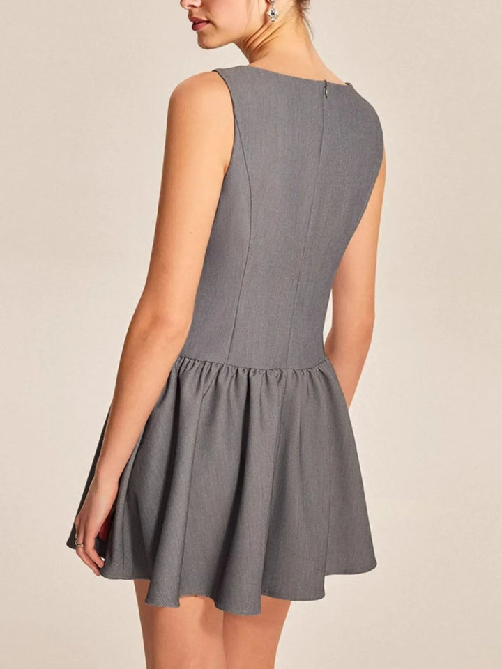 Ludowika Round Neck Sleeveless Ruffled Mini Dress