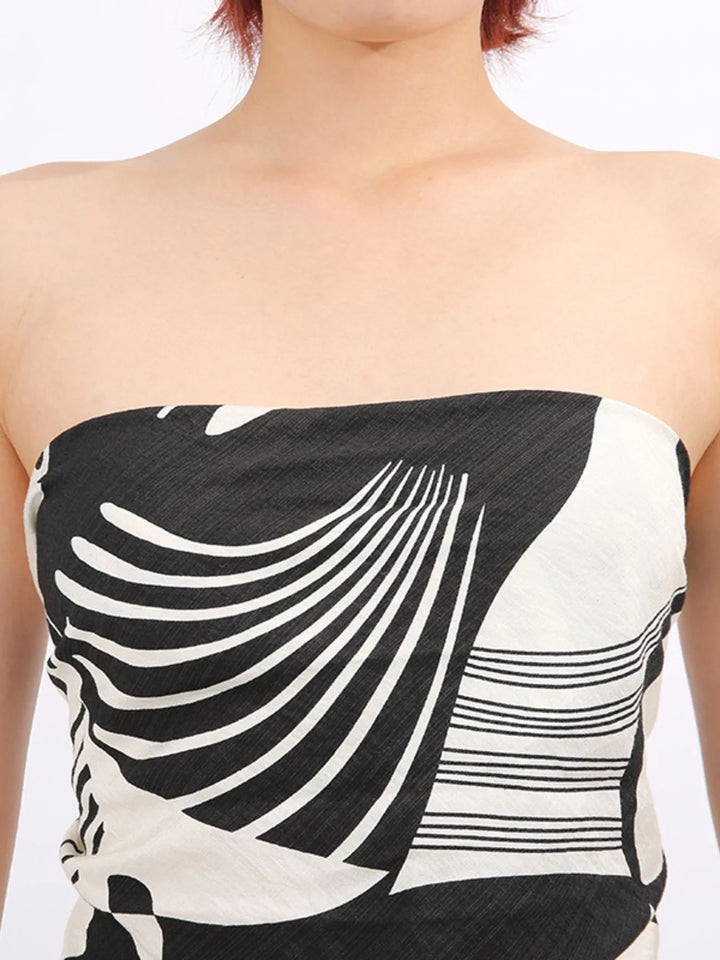 Ludowika Abstract Print Tube Top and Wide Leg Pants Two-Piece Set