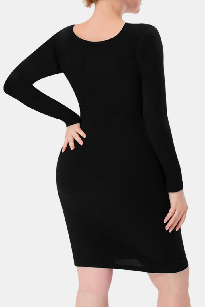 Ludowika Full Size Built-In Shapewear Square Neck Long Sleeve Dress