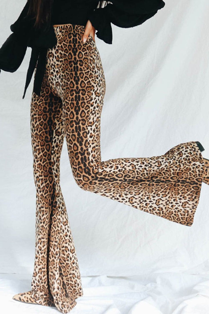 Ludowika Leopard Print Flare Leg Pants