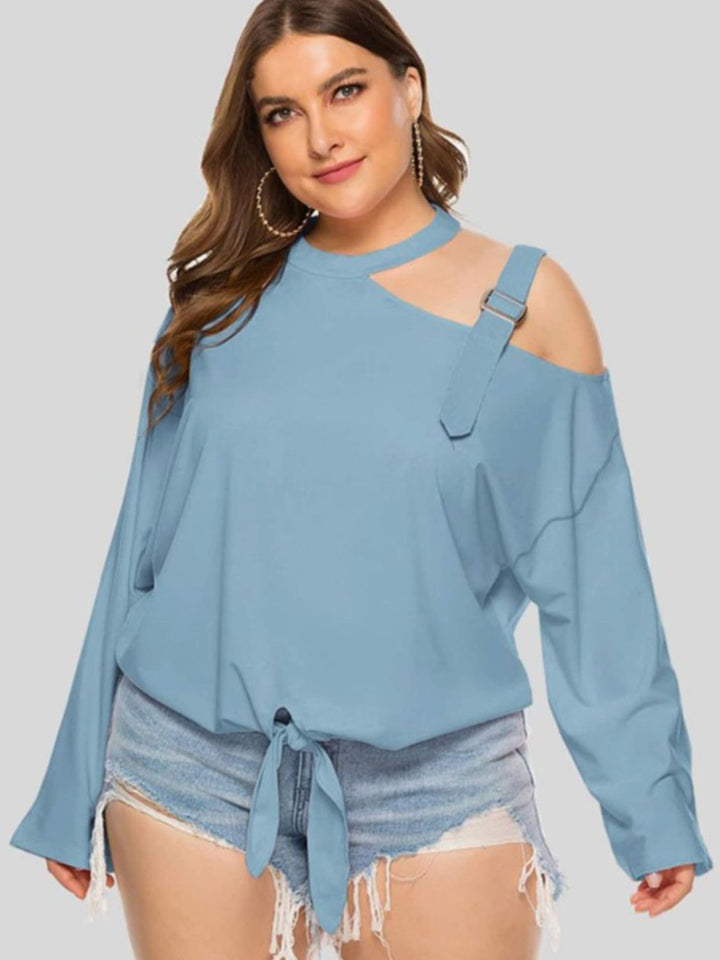 Ludowika Plus Size Cold-Shoulder Tied Top