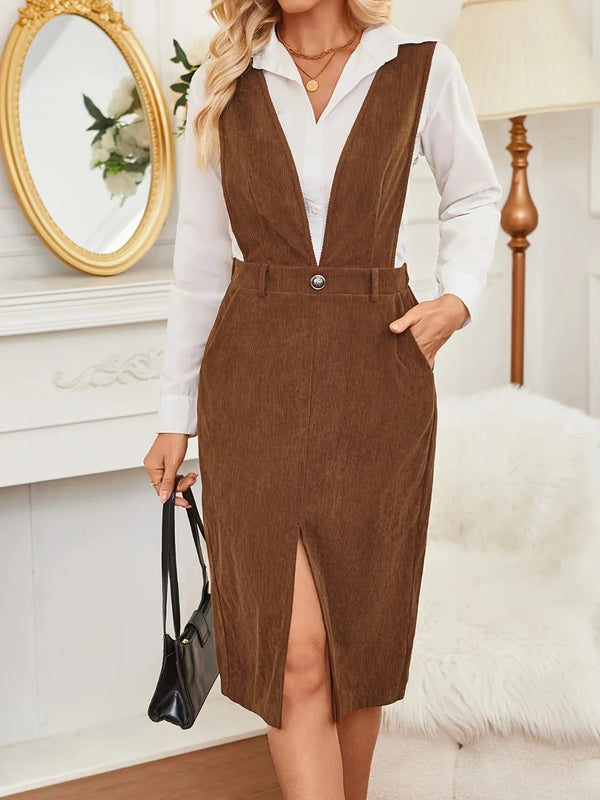 Ludowika Front Slit Overall Dress with Pockets