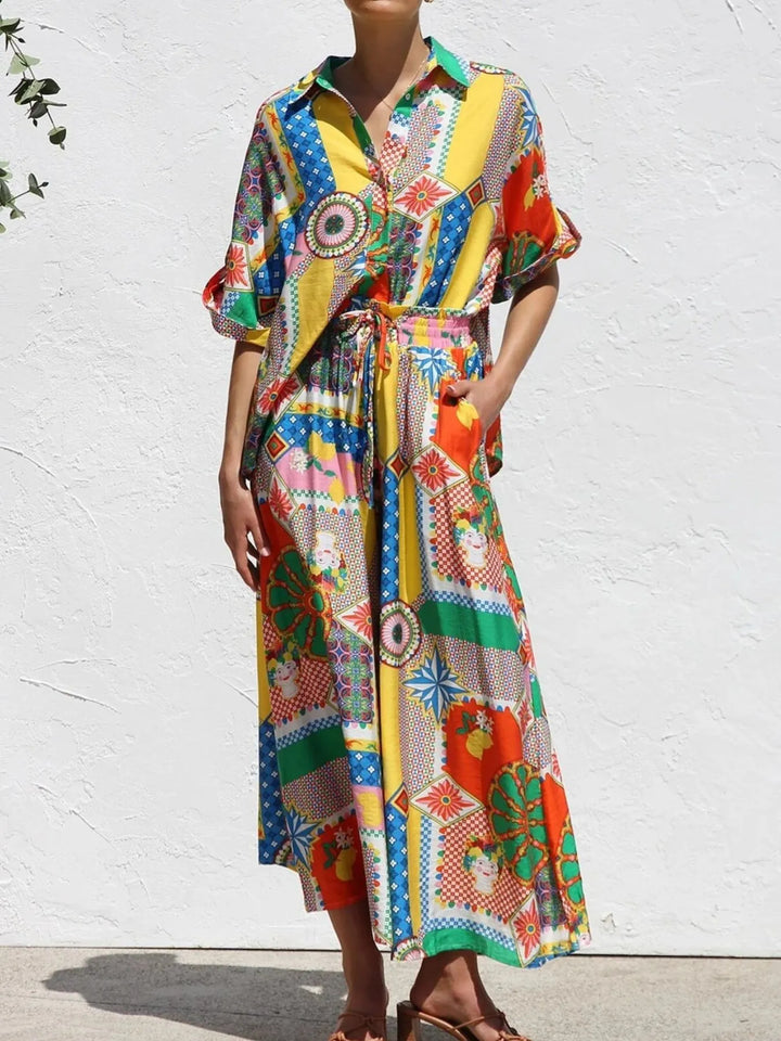 Ludowika Printed Button Up Shirt and Pants Set
