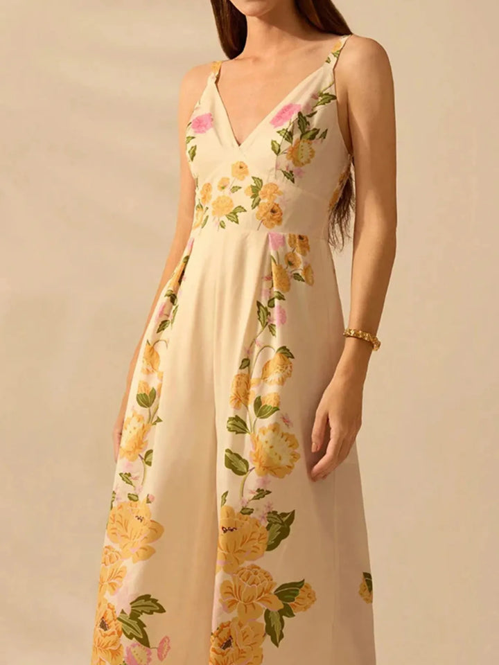 Ludowika Floral Print Wide-Leg V-Neck Cami Jumpsuit