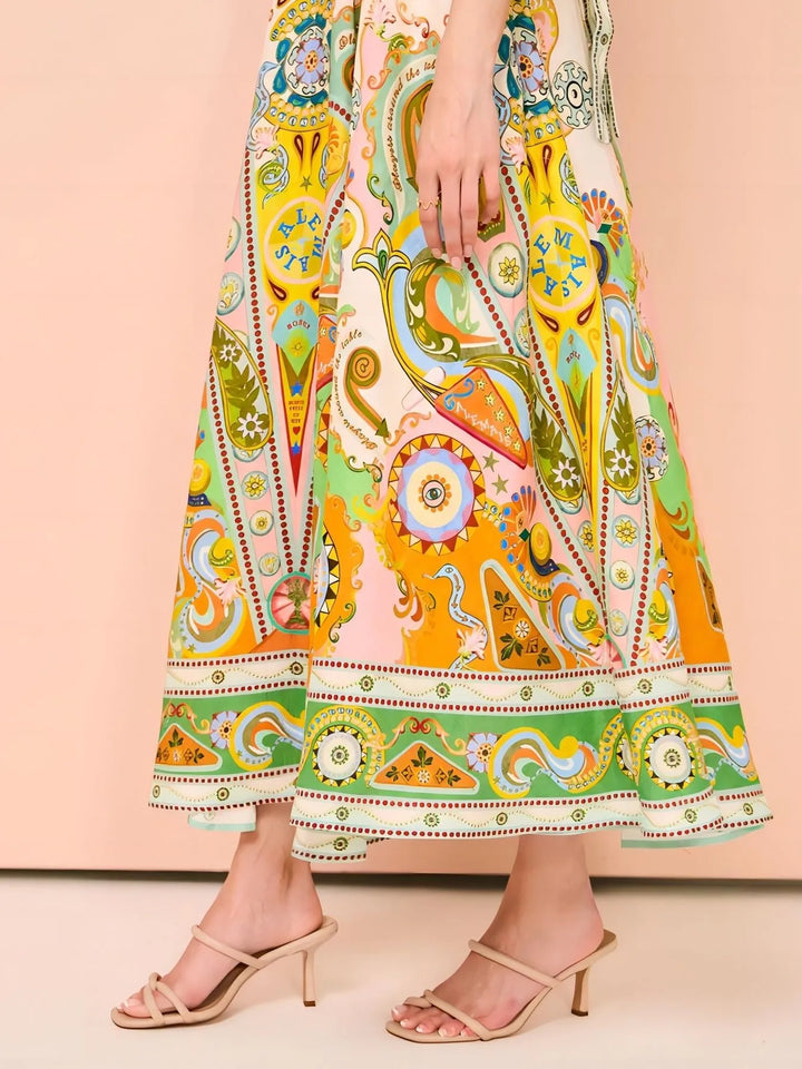 Ludowika Paisley Print Square Neck Summer Dress