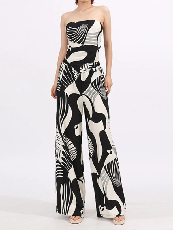 Ludowika Abstract Print Tube Top and Wide Leg Pants Two-Piece Set