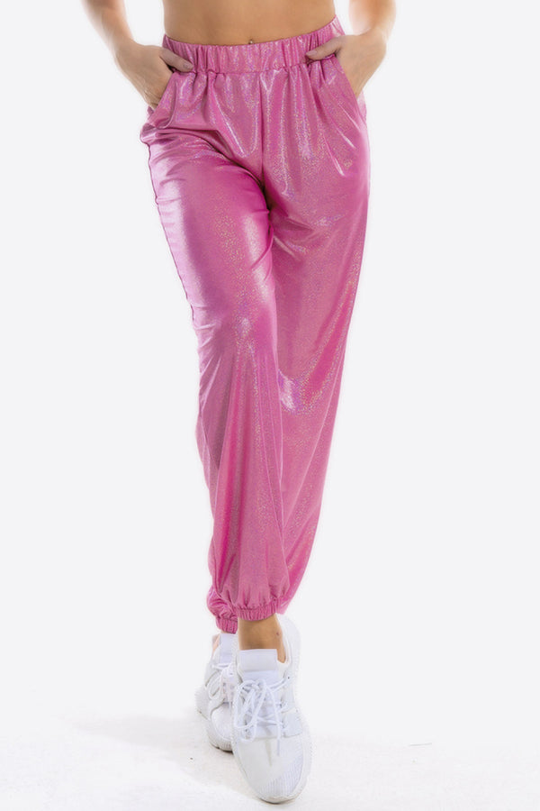 Ludowika Glitter Elastic Waist Pants with Pockets