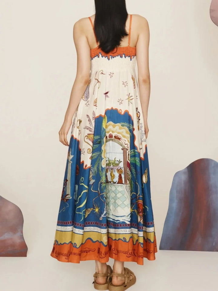 Ludowika Printed Square Neck Maxi Cami Dress