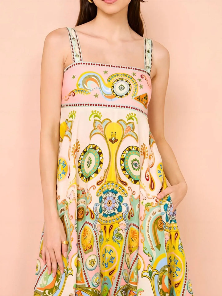 Ludowika Paisley Print Square Neck Summer Dress