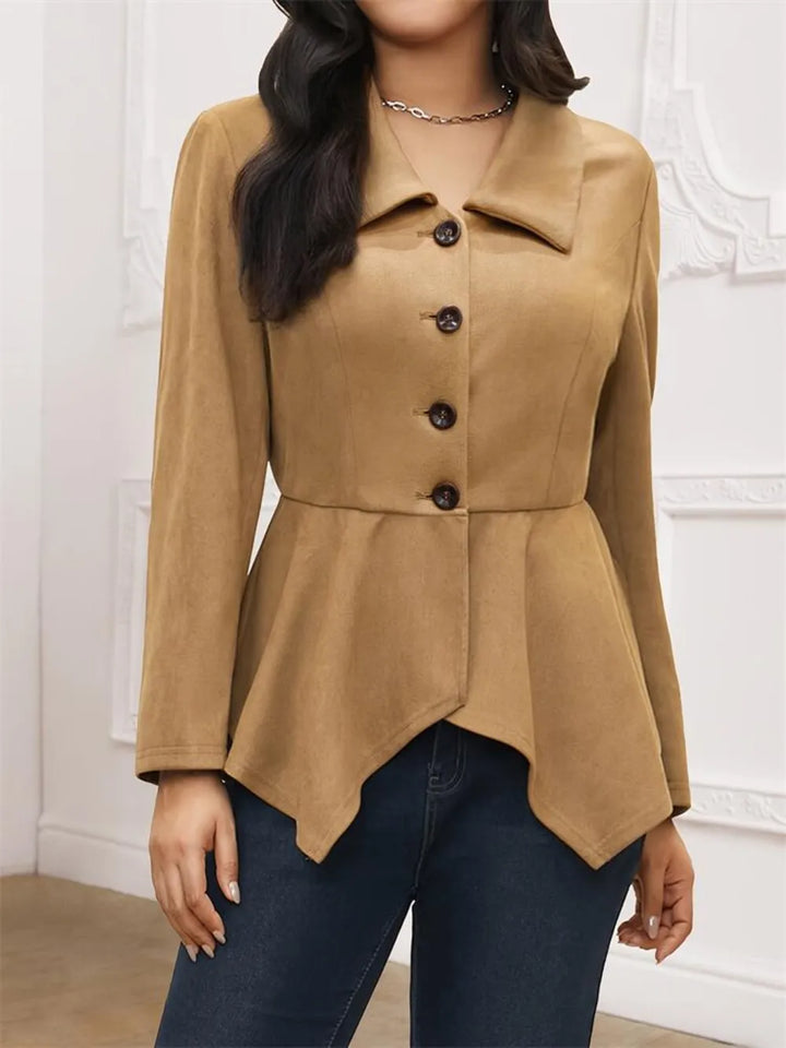 Ludowika Handkerchief Hem Button Up Collared Neck Jacket