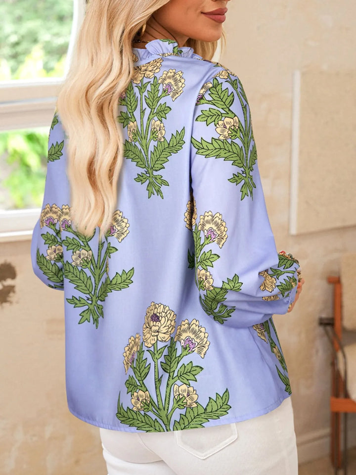 Ludowika Floral Print Long Sleeve Tie Neck Blouse