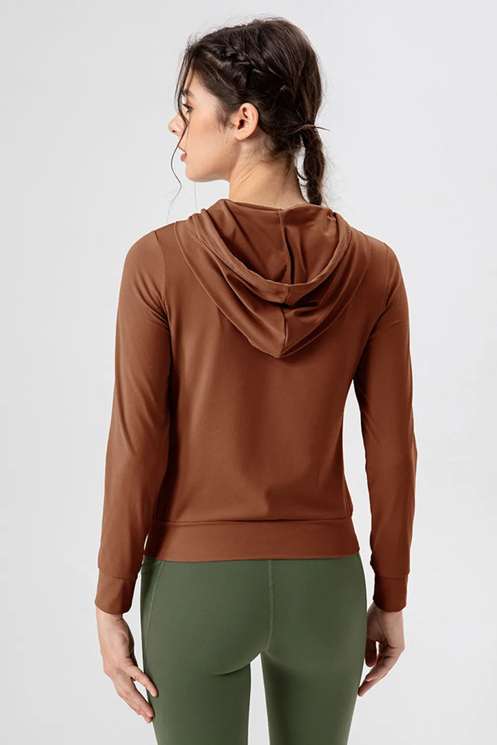 Ludowika Drawstring Zip Up Hooded Active Outerwear