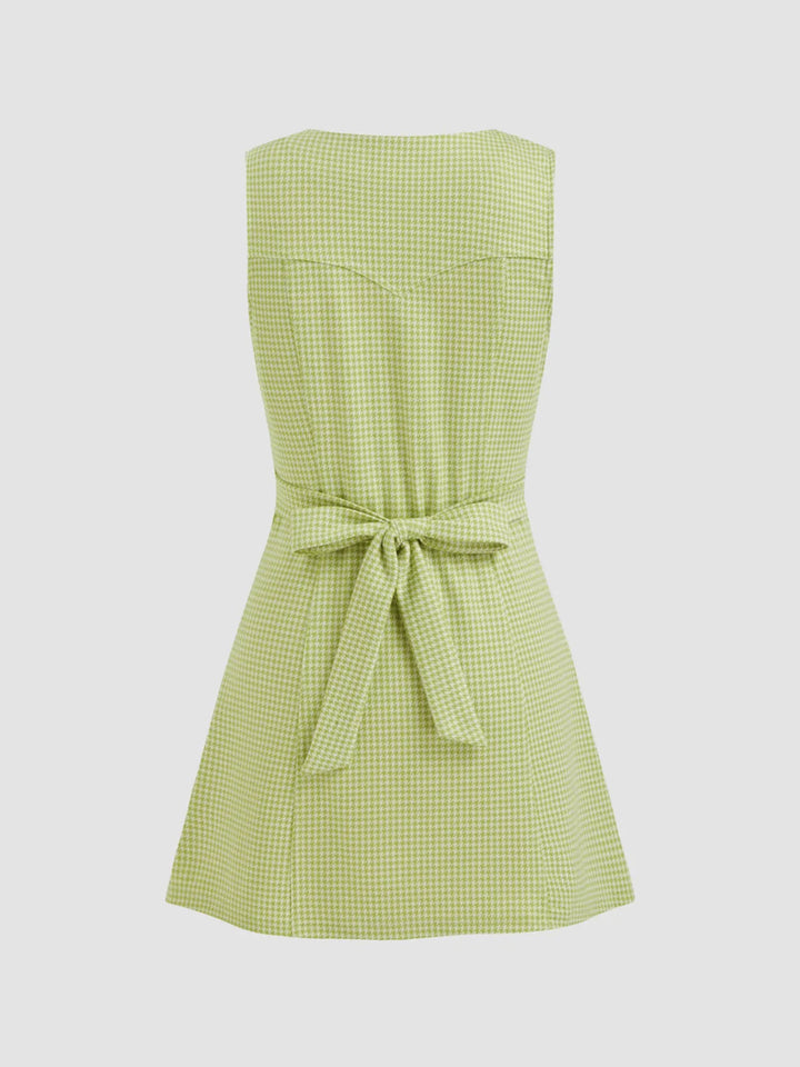 Ludowika Gingham Button-Front A-Line Mini Dress