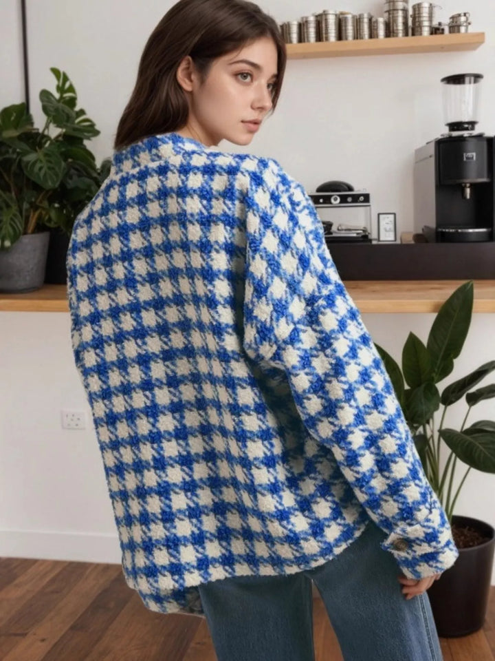 Ludowika Houndstooth Button Up Long Sleeve Jacket