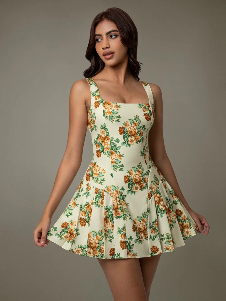Ludowika Floral Sleeveless Mini Pleated Dress