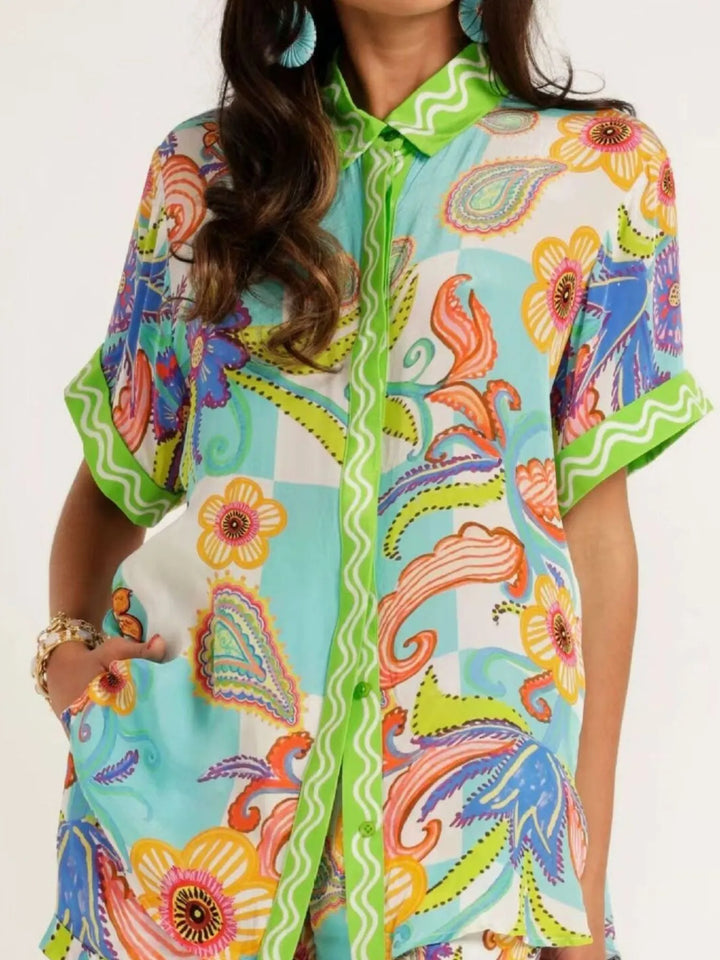 Ludowika Printed Button Up Shirt and Shorts Set