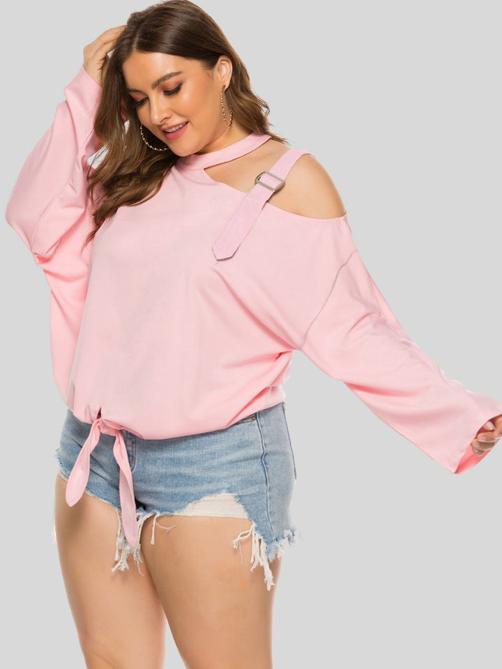 Ludowika Plus Size Cold-Shoulder Tied Top