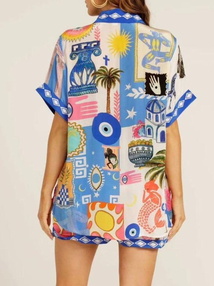 Ludowika Printed Button Up Shirt and Shorts Set