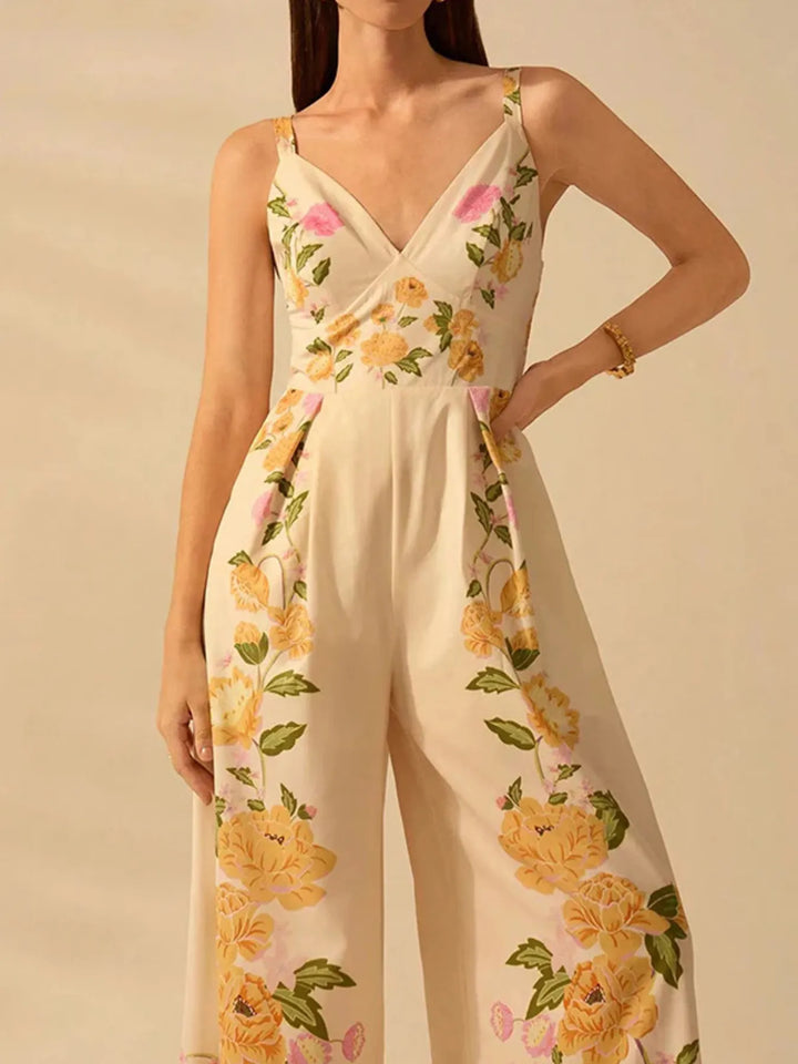 Ludowika Floral Print Wide-Leg V-Neck Cami Jumpsuit