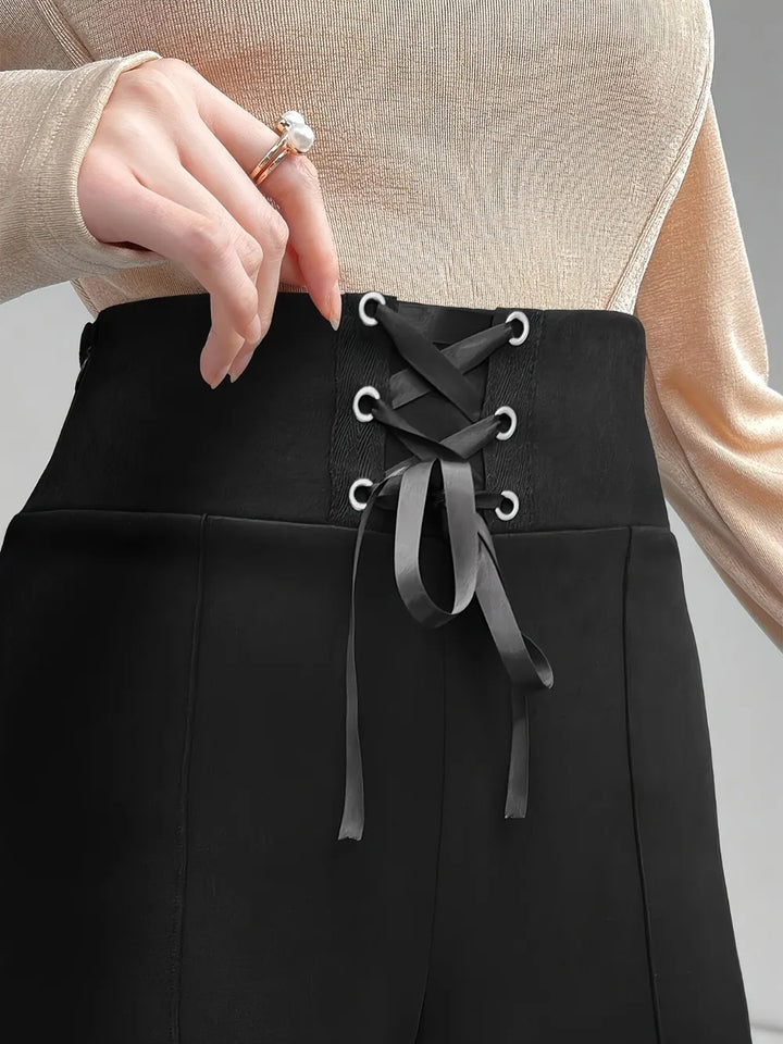 Ludowika Lace Up Slit Bootcut Pants