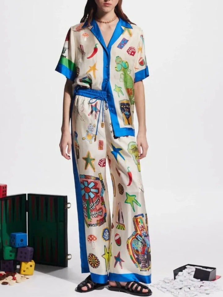 Ludowika Printed Button Up Shirt and Pants Set