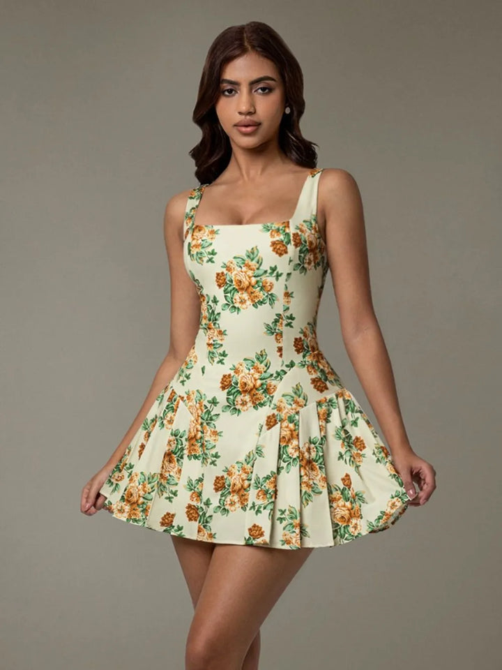 Ludowika Floral Sleeveless Mini Pleated Dress
