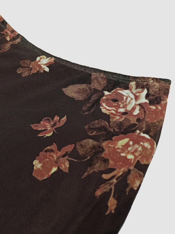 Ludowika Floral Square Neck Top and Skirt Set