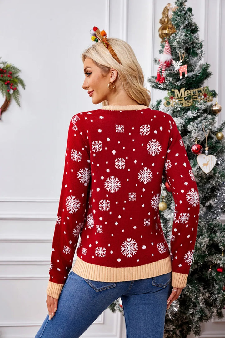 Ludowika Christmas Pattern Round Neck Long Sleeve Sweater