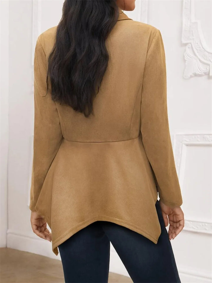 Ludowika Handkerchief Hem Button Up Collared Neck Jacket