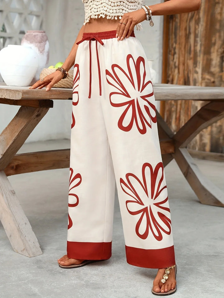 Ludowika Floral Drawstring Wide Leg Pants