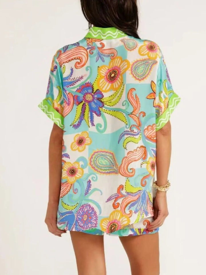 Ludowika Printed Button Up Shirt and Shorts Set